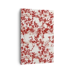 Impression sur toile - Image sur toile - Fleurs rouges sur fond blanc dans un style artistique - 80x120cm - Comme un calicot ancien - Décoration murale moderne pour le salon et la chambre ARTTOR