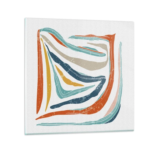Impression sur verre - Image sur verre - Abstraction avec un sourire amical - 40x40 cm