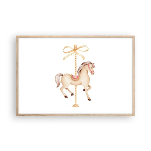 Affiche dans un chêne clair - Poster - Un trot gracieux - 91x61 cm