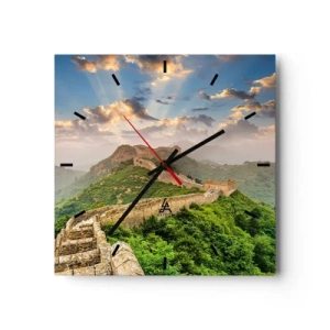 Horloge murale - Pendule murale - La Grande Muraille de Chine illuminée par la lumière du soleil dans un paysage pittoresque - 30x30cm - Grandeur éternelle - Décoration murale moderne pour le salon et la chambre ARTTOR