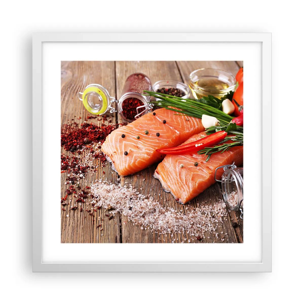 Affiche dans un cadre blanc - Poster - Aventure norvégienne dans la cuisine - 40x40 cm