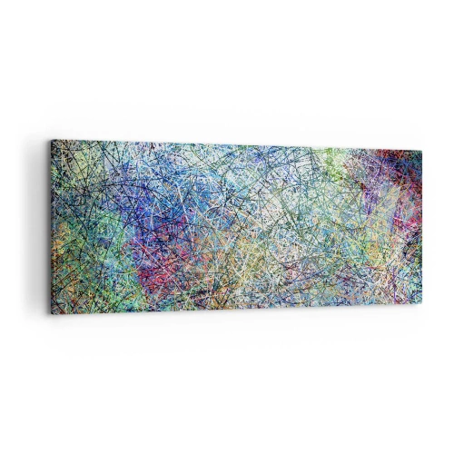 Impression sur toile - Image sur toile - Composition abstraite avec des lignes et des textures multicolores - 120x50cm - Ce n'est pas si simple - Décoration murale moderne pour le salon et la chambre ARTTOR