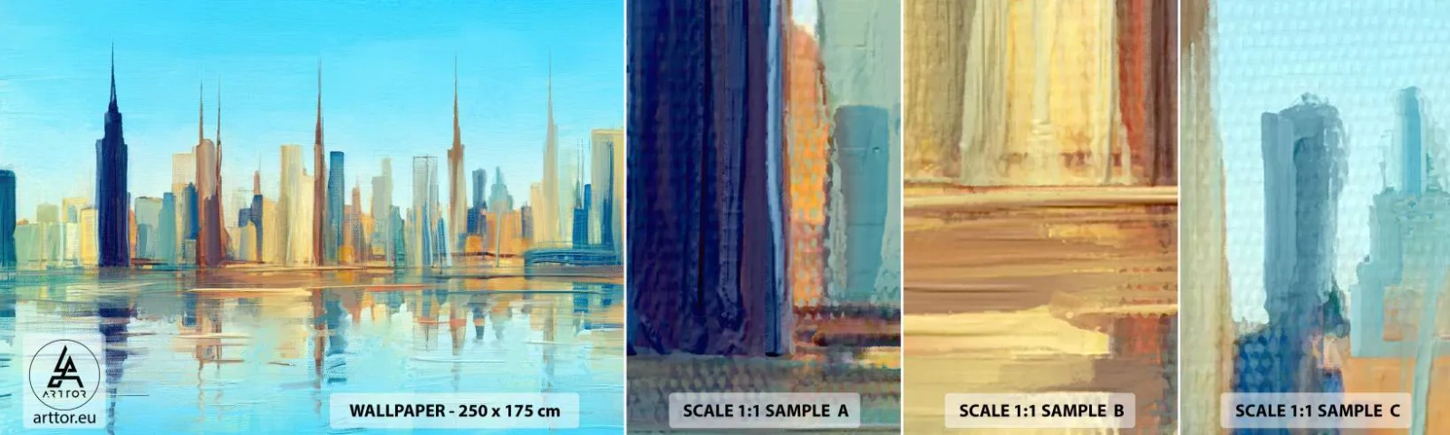 Échantillon De Papier Peint Standard Eco - Une métropole ensoleillée - Ville, Architecture, Morceau - 100x30 cm