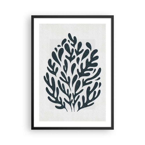 Affiche dans un cadre noir - Poster - Composition végétale noire sur fond clair - 50x70cm - Formes de la nature - Décoration murale moderne pour le salon et la chambre ARTTOR