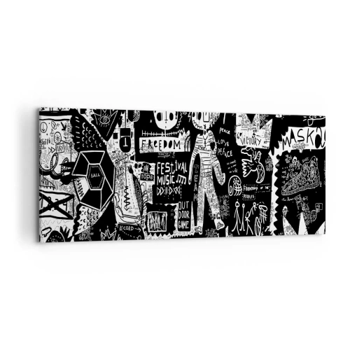 Impression sur toile - Image sur toile - Collage noir et blanc inspiré du street art - 120x50cm - Jeunesse spirituelle de loi et de joie - Décoration murale moderne pour le salon et la chambre ARTTOR