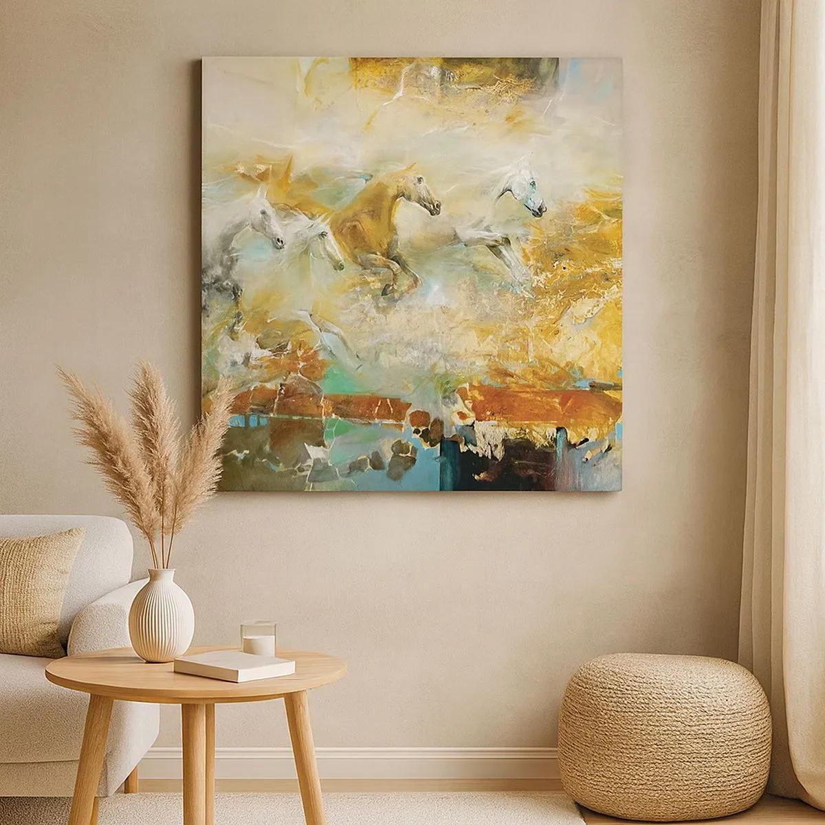 Impression sur toile - Image sur toile - Au galop vers la lumière - 30x30 cm