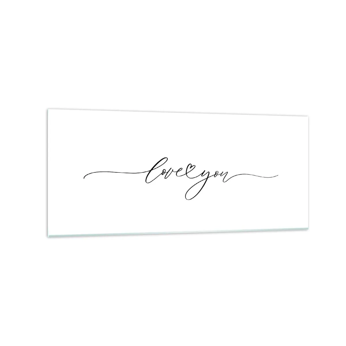 Impression sur verre - Image sur verre - L'inscription « Je t'aime » dans une police élégante - 120x50cm - Noir sur blanc - Décoration murale moderne pour le salon et la chambre ARTTOR