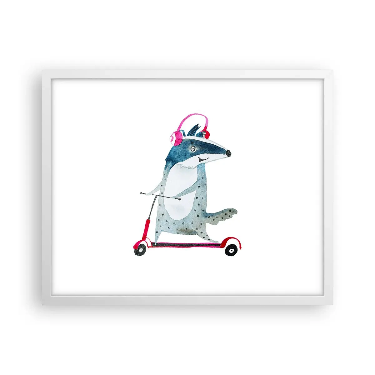 Affiche dans un cadre blanc - Poster - La joie du blaireau - 50x40 cm