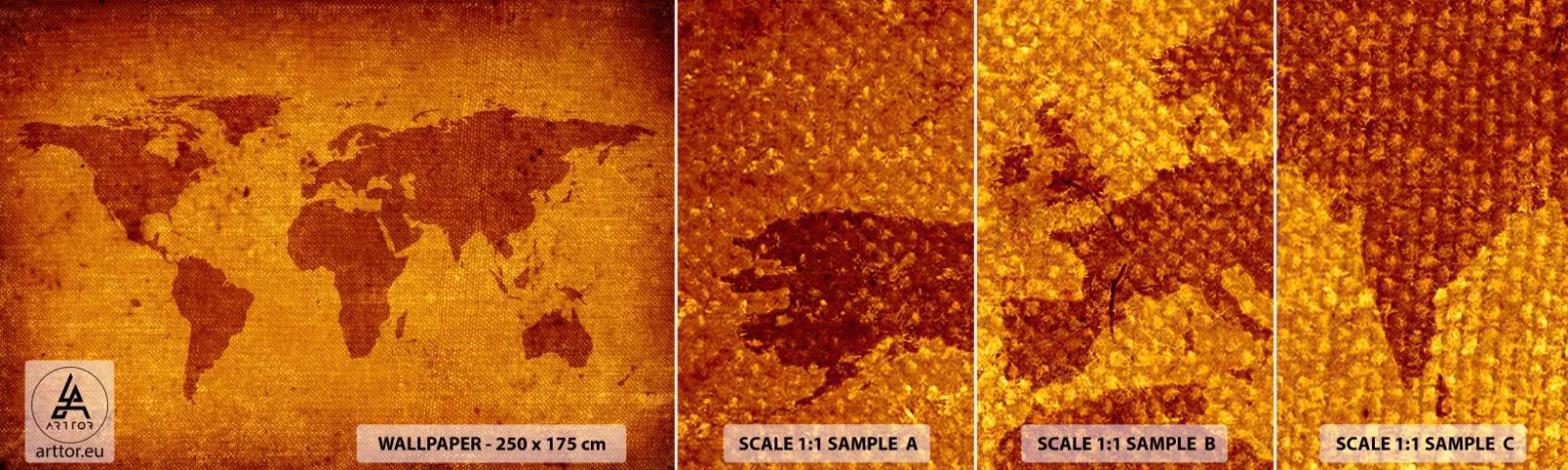 Échantillon De Papier Peint Standard Eco - Invitation au voyage - Cartes du monde, Continents, Voyages - 100x30 cm