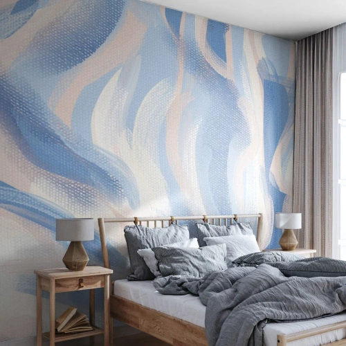 Papier peint sur mesure Standard Eco - Vagues bleues - Pastel, Minimalisme, Morceau