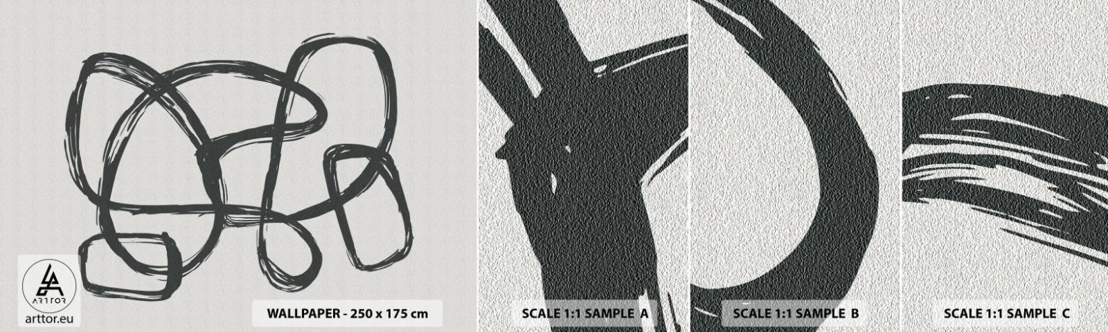 Échantillon De Papier Peint Standard Eco - Abstraction en boucle - Bohème, Morceau, Minimaliste - 100x30 cm