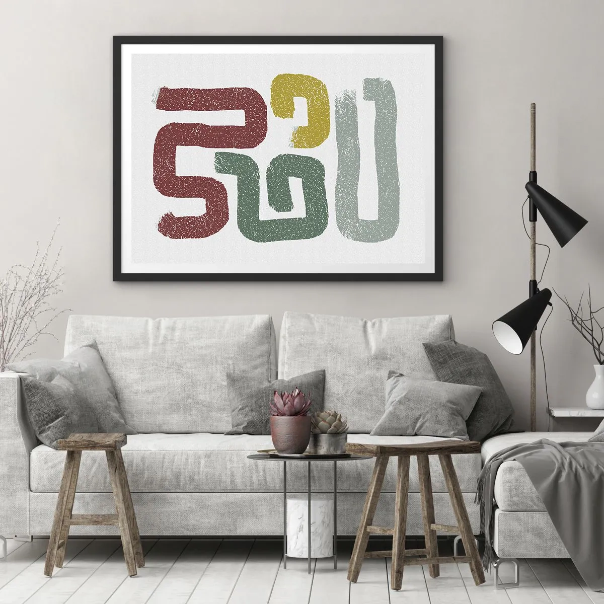 Affiche dans un cadre noir - Poster - Motifs géométriques colorés dans un style abstrait - 70x50cm - Dans une langue inconnue - Décoration murale moderne pour le salon et la chambre ARTTOR