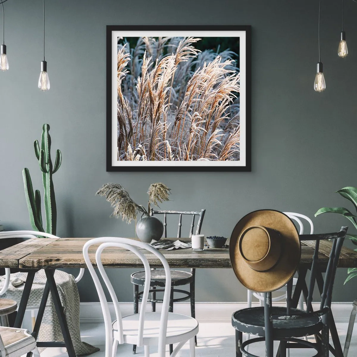 Affiche dans un cadre noir - Poster - Habillé de givre - 60x60 cm