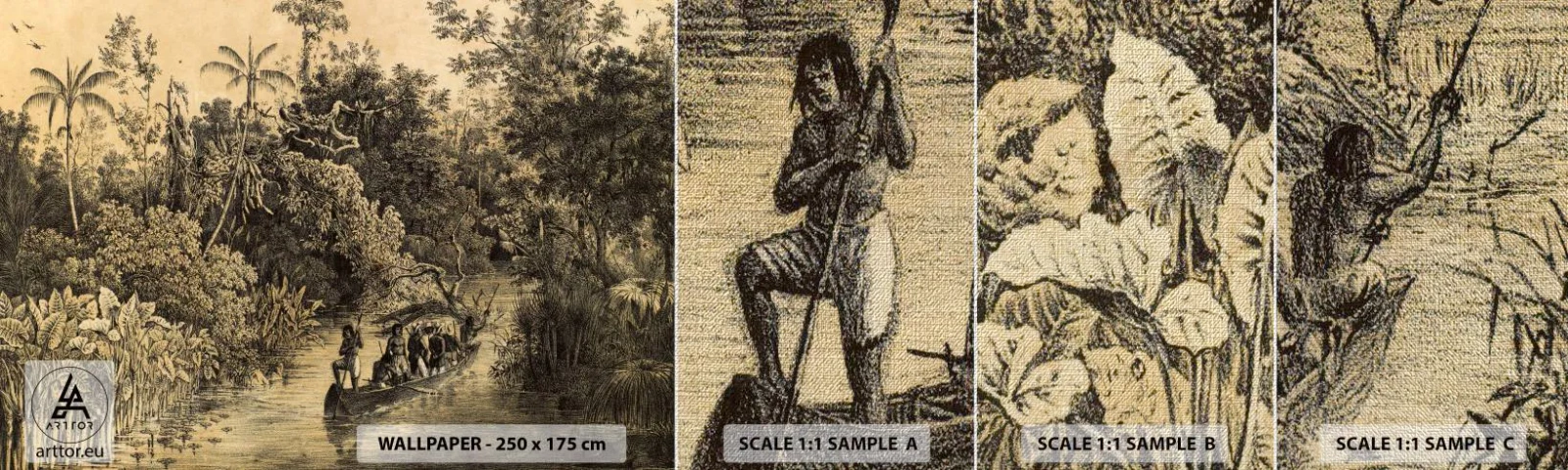 Échantillon de Papier Peint Premium Canvas - Expédition à la source - Jungle, Amazonie, Tropiques - 100x30 cm