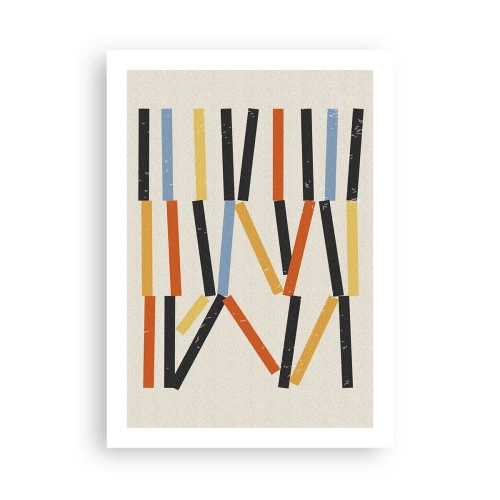 Affiche - Poster - Abstraction géométrique colorée avec des lignes verticales - 50x70cm - Composition de niveaux - Décoration murale moderne pour le salon et la chambre ARTTOR