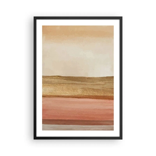 Affiche dans un cadre noir - Poster - Une composition abstraite dans des tons chauds de beige et de rose. - 50x70cm - Composition verticale - Décoration murale moderne pour le salon et la chambre ARTTOR
