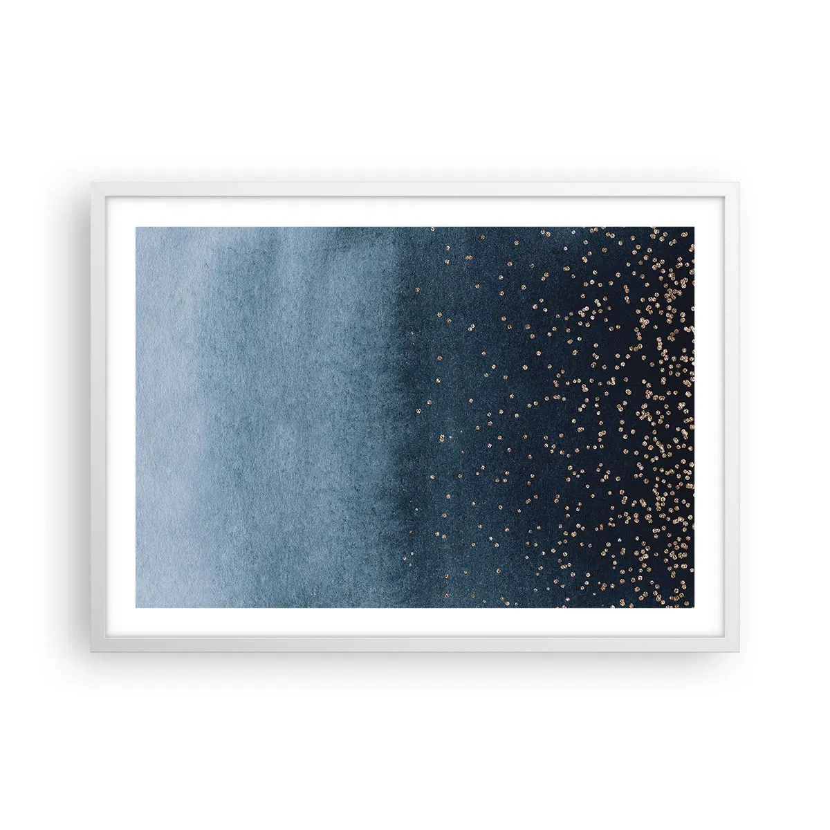 Affiche dans un cadre blanc - Poster - Composition - phases bleues - 70x50 cm