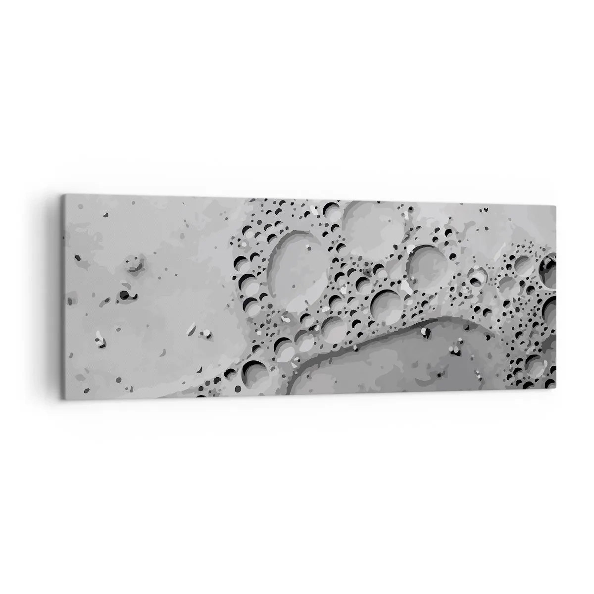 Impression sur toile - Image sur toile - Motif à bulles noir et blanc dans un style minimaliste - 140x50cm - Sentier de mousse - Décoration murale moderne pour le salon et la chambre ARTTOR