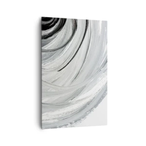 Impression sur toile - Image sur toile - Un tourbillon monochrome dans des tons de gris et de noir - 80x120cm - Composition orbitale - Décoration murale moderne pour le salon et la chambre ARTTOR