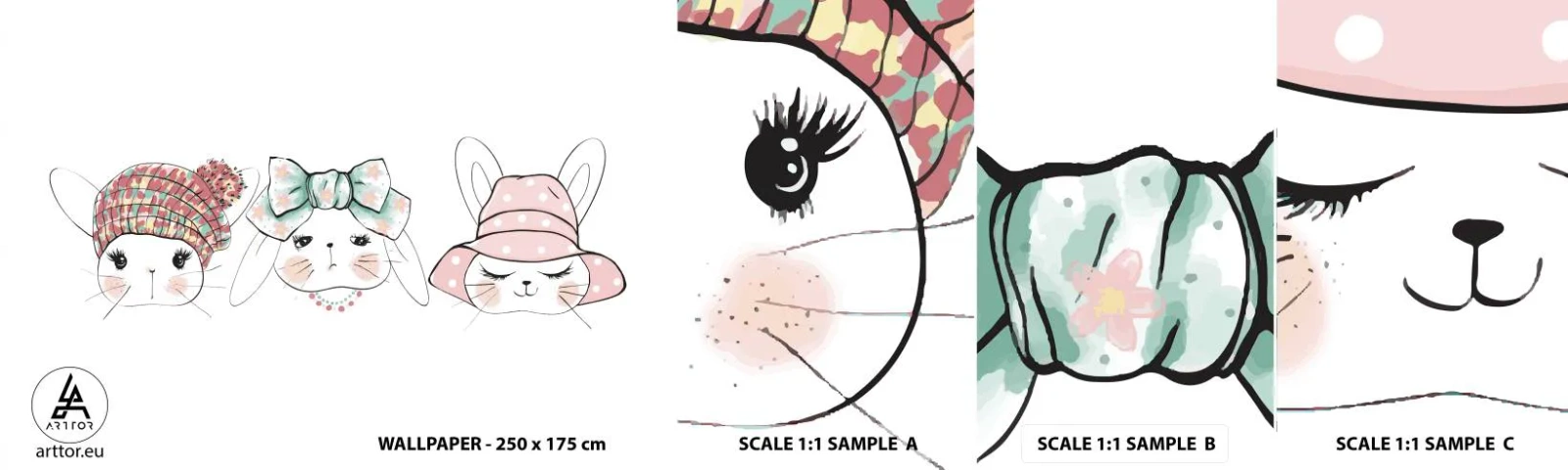 Échantillon De Papier Peint Standard Eco - Pensif, triste, satisfait - Pour les enfants, Graphique, Illustration - 100x30 cm