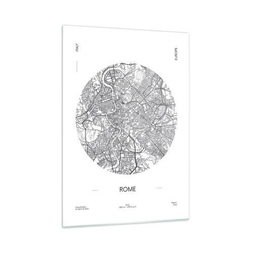 Impression sur verre - Image sur verre - Une carte de Rome sous la forme d'un dessin de rue détaillé - 50x70cm - Anatomie de Rome - Décoration murale moderne pour le salon et la chambre ARTTOR