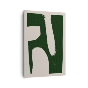 Impression sur toile - Image sur toile - Abstrait minimaliste en vert sur fond clair - 70x100cm - Baies blanches - Décoration murale moderne pour le salon et la chambre ARTTOR