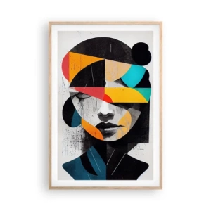 Affiche dans un chêne clair - Poster - Portrait intérieur multicolore - 61x91 cm