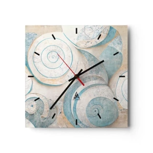 Horloge murale - Pendule murale - Coquillages abstraits aux tons pastel - 30x30cm - Que cache la coque ? - Décoration murale moderne pour le salon et la chambre ARTTOR