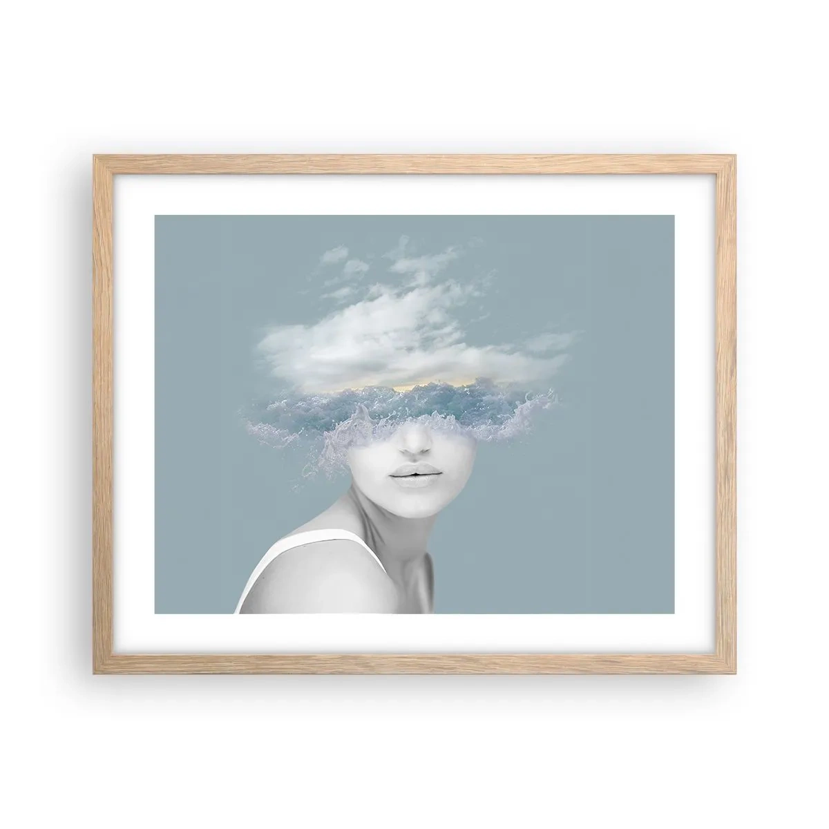 Affiche dans un chêne clair - Poster - La tête dans les nuages - 50x40 cm