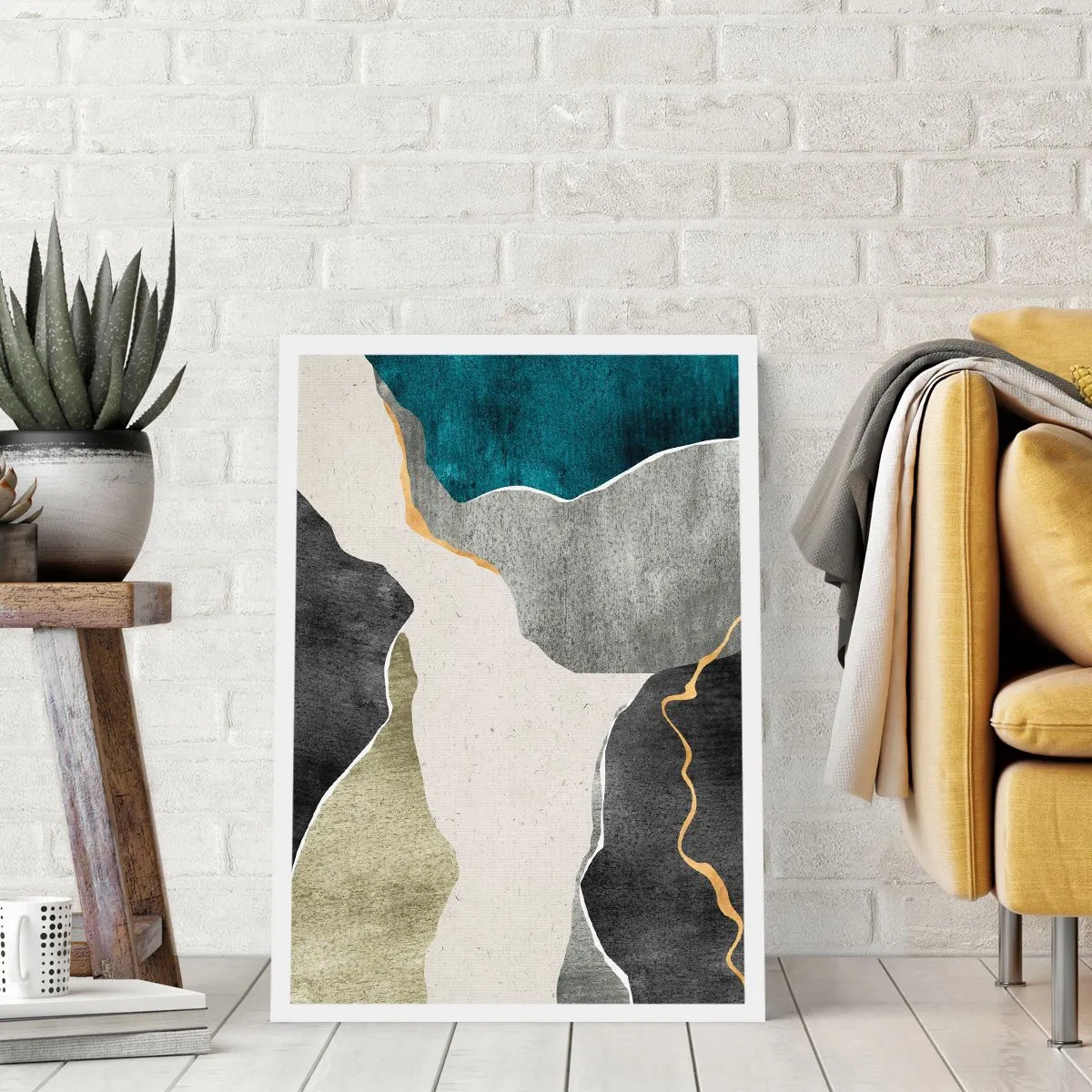 Affiche - Poster - Composition mosaïque avec un fil d'or - 70x100 cm