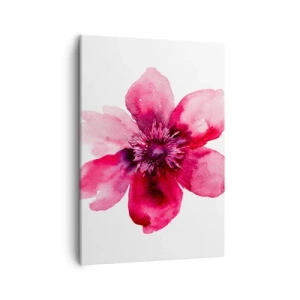 Impression sur toile - Image sur toile - Fleur rose dans un style aquarelle sur fond blanc - 50x70cm - Un baiser parfumé au carmin - Décoration murale moderne pour le salon et la chambre ARTTOR