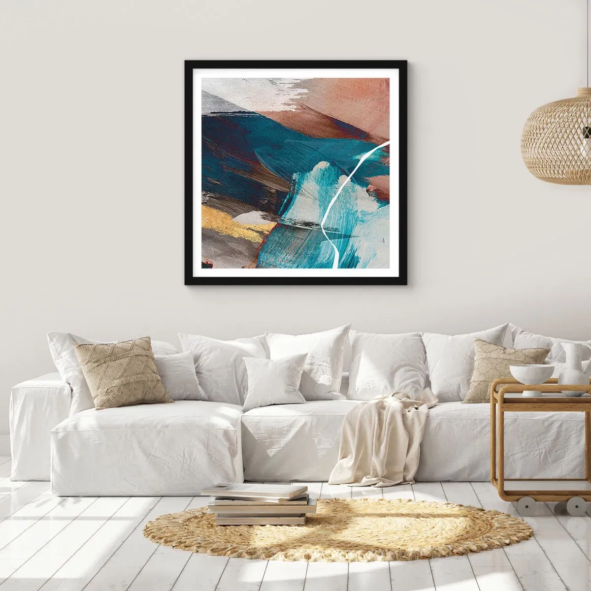 Affiche dans un cadre noir - Poster - Avec panache et énergie - 50x50 cm