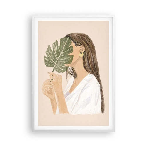 Affiche dans un cadre blanc - Poster - Portrait mystérieux avec un éventail - 70x100 cm