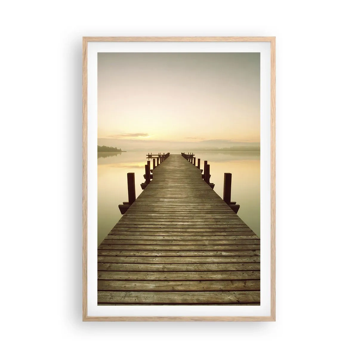 Affiche dans un chêne clair - Poster - L'aube, les premières lueurs, le jour - 61x91 cm