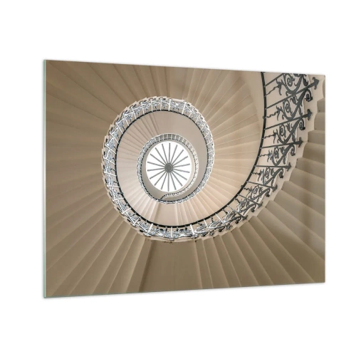 Impression sur verre - Image sur verre - Vue d'un escalier en colimaçon ressemblant à un coquillage - 70x50cm - À l'intérieur de la coquille - Décoration murale moderne pour le salon et la chambre ARTTOR