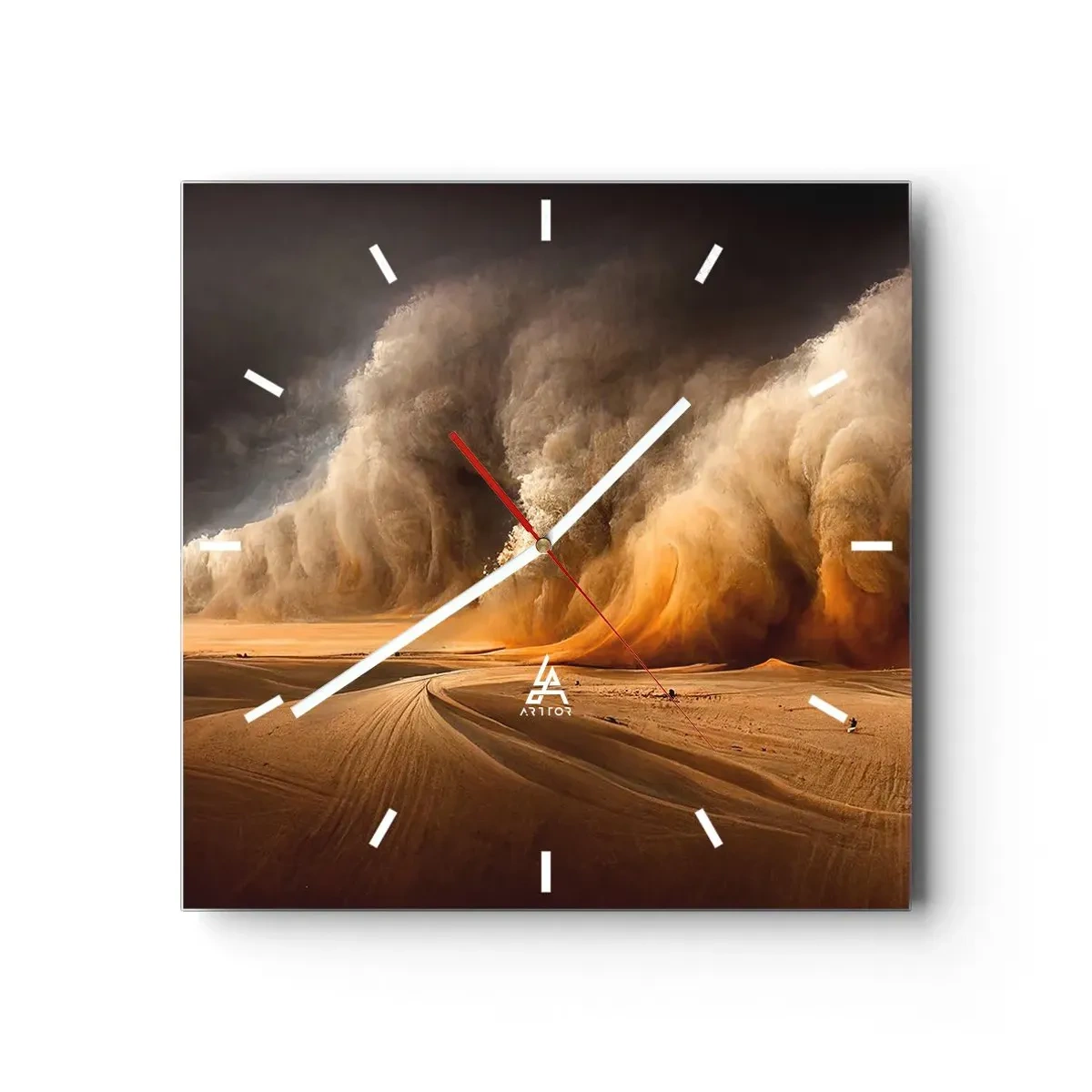 Horloge murale - Pendule murale - Impressionnante tempête de sable dans le désert - 30x30cm - La colère du désert - Décoration murale moderne pour le salon et la chambre ARTTOR