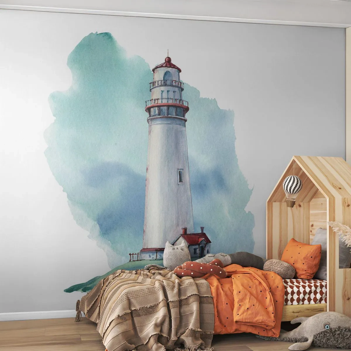 Papier Peint Photo Premium Canvas - La douce sœur du bleu - Phare, Bord de mer, Dessin - 250x175 cm