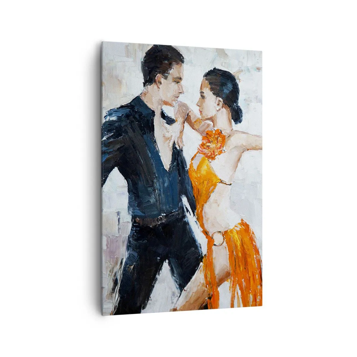 Impression sur toile - Image sur toile - Un couple dynamique dansant dans un style latino-américain. - 80x120cm - Dirty dancing - Décoration murale moderne pour le salon et la chambre ARTTOR