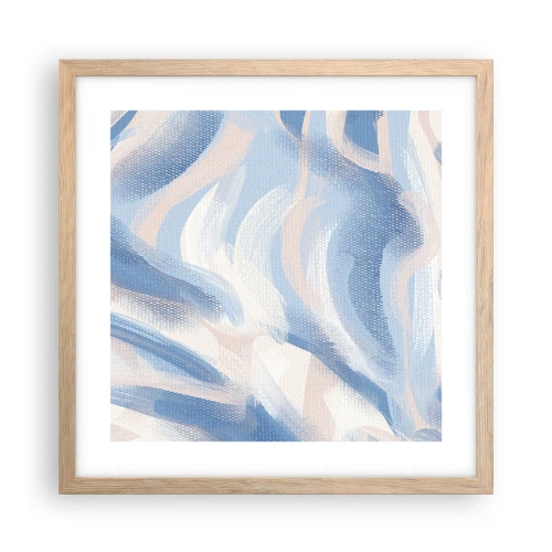 Affiche dans un chêne clair - Poster - Vagues bleues - 40x40 cm