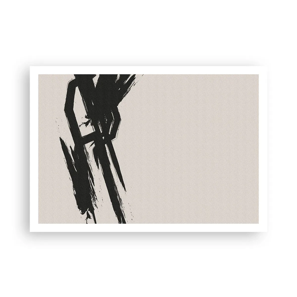 Affiche - Poster - Coups de pinceau dynamiques en noir sur fond clair - 100x70cm - Ruée imparable - Décoration murale moderne pour le salon et la chambre ARTTOR