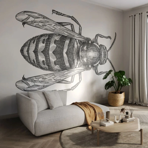 Papier Peint Photo Premium Canvas - D'une planète d'insectes - Guêpe, Insecte, Minimaliste - 200x140 cm
