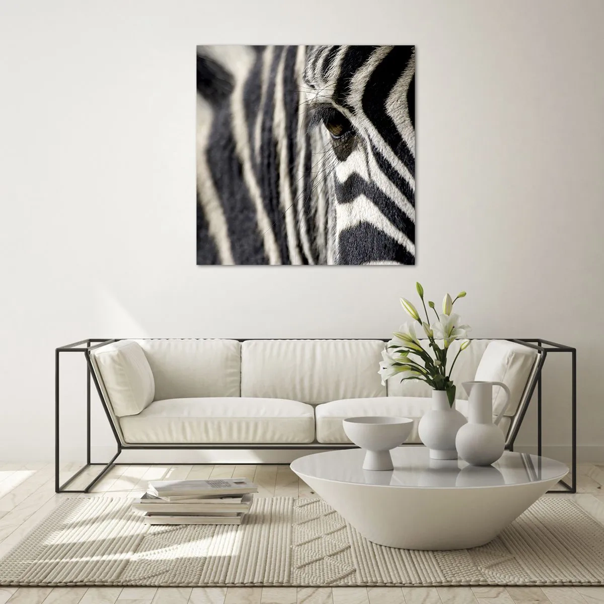 Impression sur verre - Image sur verre - Portrait en rayure - 40x40 cm