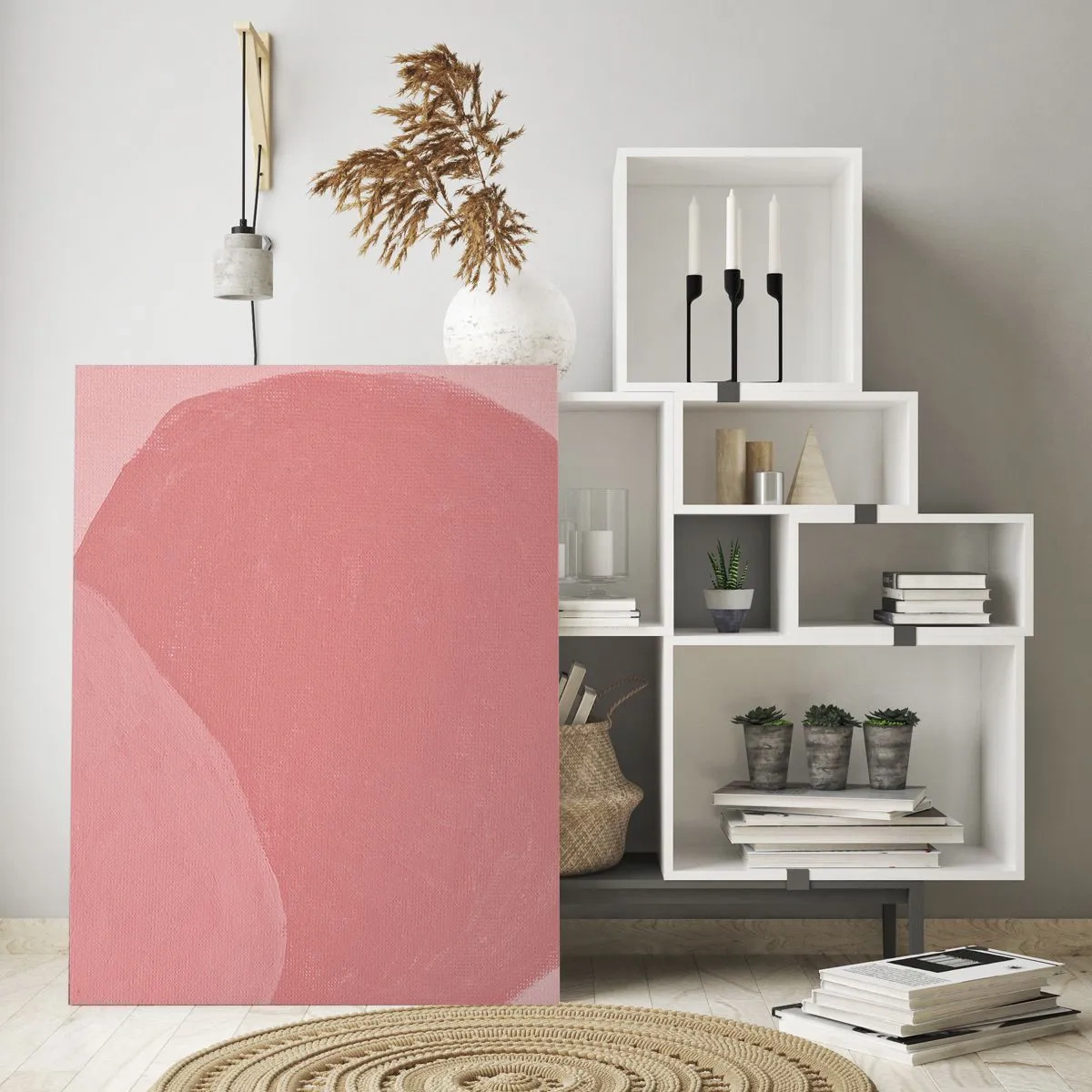 Impression sur verre - Image sur verre - Abstraction délicate dans des tons de rose, formes organiques et minimalisme - 80x120cm - Composition organique en rose - Décoration murale moderne pour le salon et la chambre ARTTOR