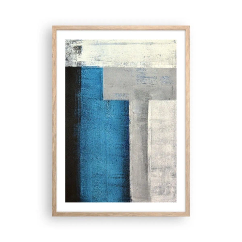 Affiche dans un chêne clair - Poster - Une composition poétique de gris et de bleu - 50x70 cm