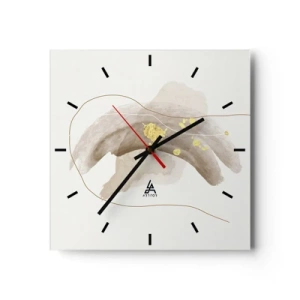 Horloge murale - Pendule murale - Une composition abstraite dans les tons beige et or. - 30x30cm - rencontré dans l'espace - Décoration murale moderne pour le salon et la chambre ARTTOR
