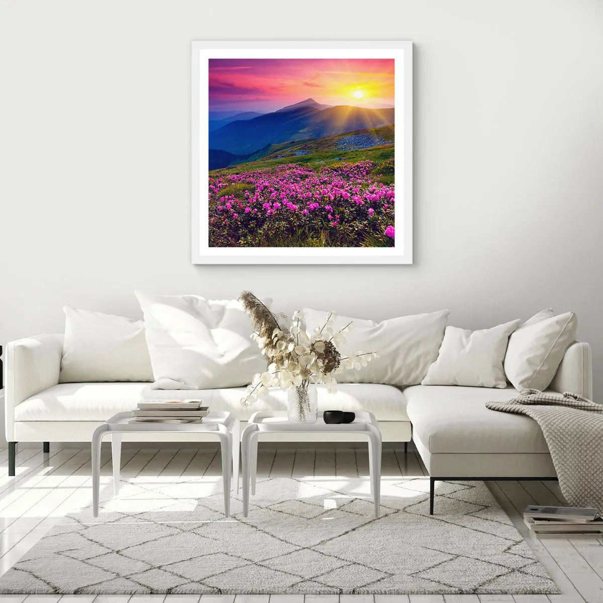 Affiche dans un cadre blanc - Poster - … Et autour, ça sent le pin des montagnes et l'odeur de la prairie - 50x50 cm