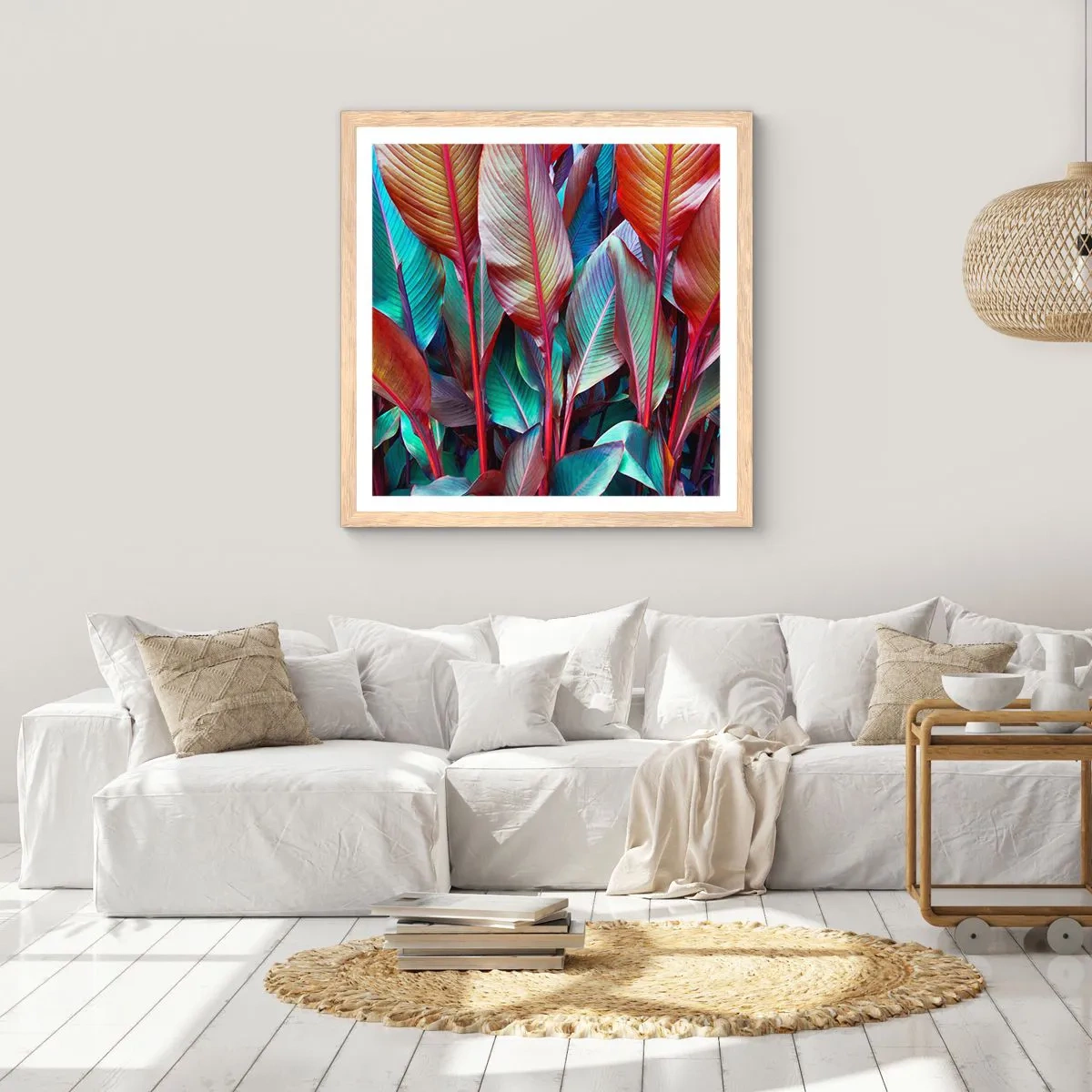 Affiche dans un chêne clair - Poster - Un fourré coloré - 60x60 cm