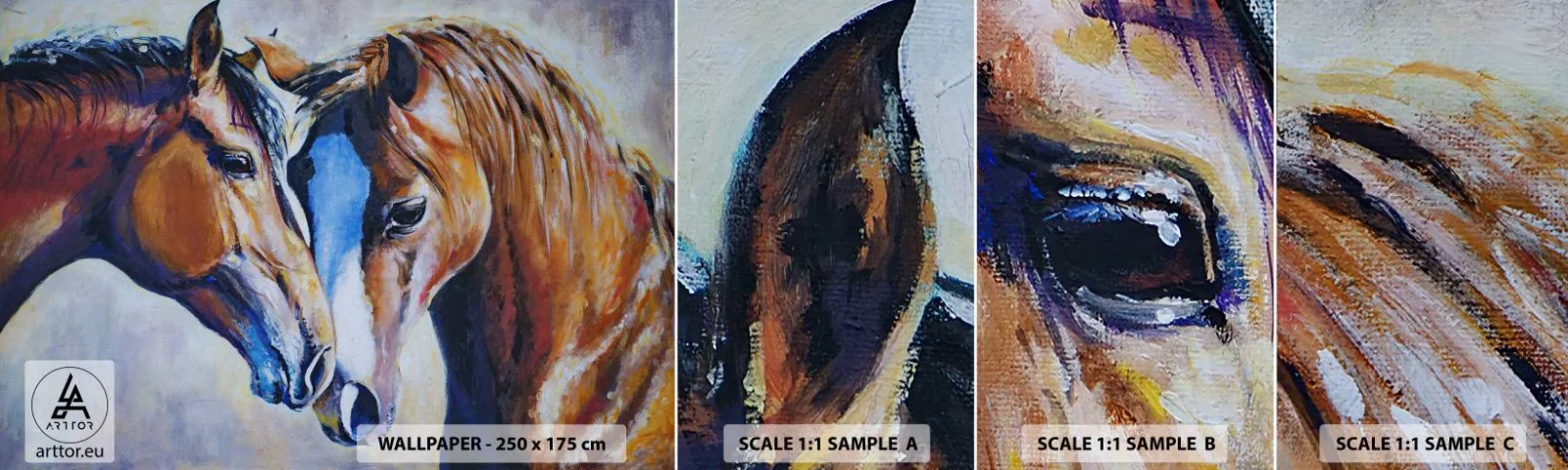 Échantillon de Papier Peint Autocollant Deluxe Sticker - Est-ce de l'amitié ? Ou de l'amour ? - Abstraction, Les chevaux, Nature - 100x30 cm