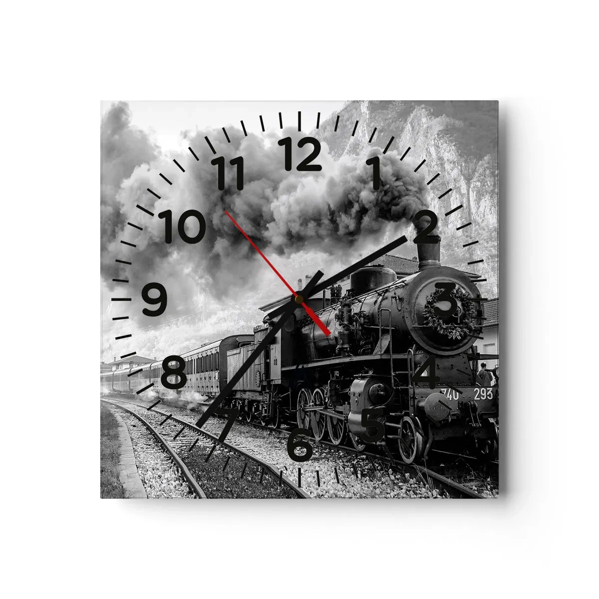 Horloge murale - Pendule murale - Attend à la gare... - 40x40 cm