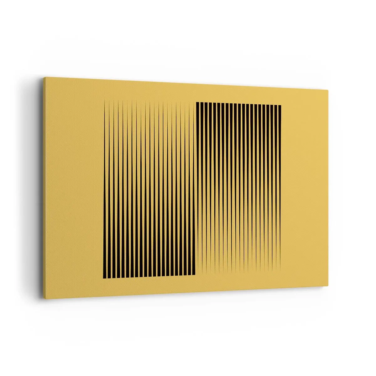 Impression sur toile - Image sur toile - Lignes noires verticales sur fond jaune - 100x70cm - Cadre opposé - Décoration murale moderne pour le salon et la chambre ARTTOR